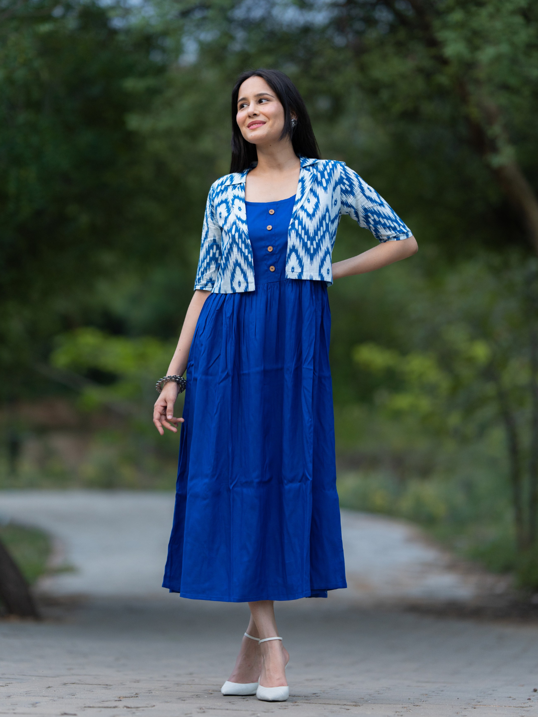 ROYAL BLUE COTTON JACKET-DRESS GAYRAA ROYAL BLUE COTTON JACKET-DRESS GAYRAA