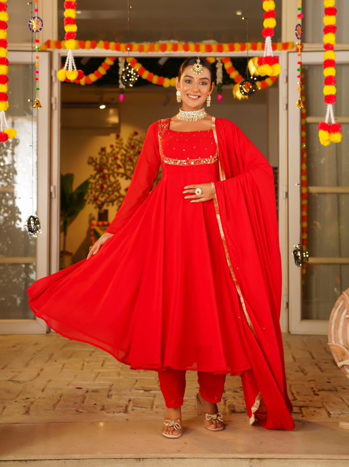 RED ROYALE ANARKALI SET