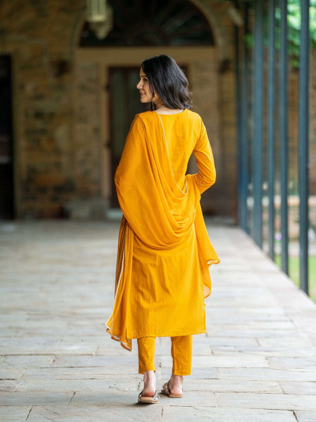 MUSTARD ARTISAN MIRROR KURTA SET