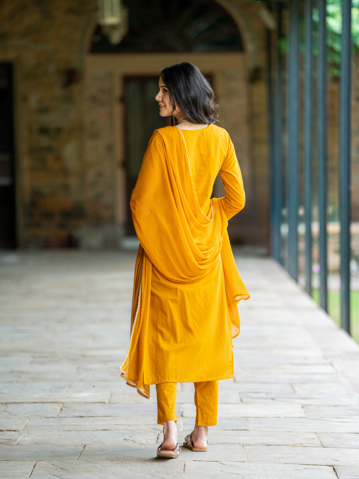 MUSTARD ARTISAN MIRROR KURTA SET