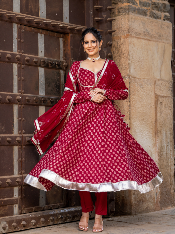 MAROON FLORAL SPLENDOR ANARKALI SET
