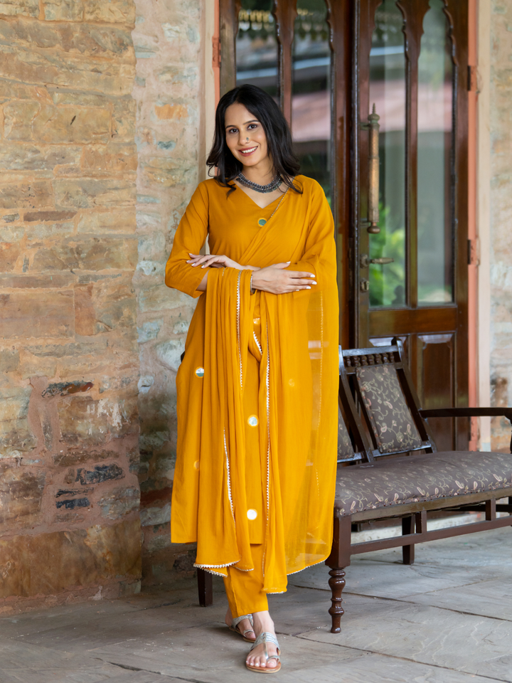 MUSTARD ARTISAN MIRROR KURTA SET