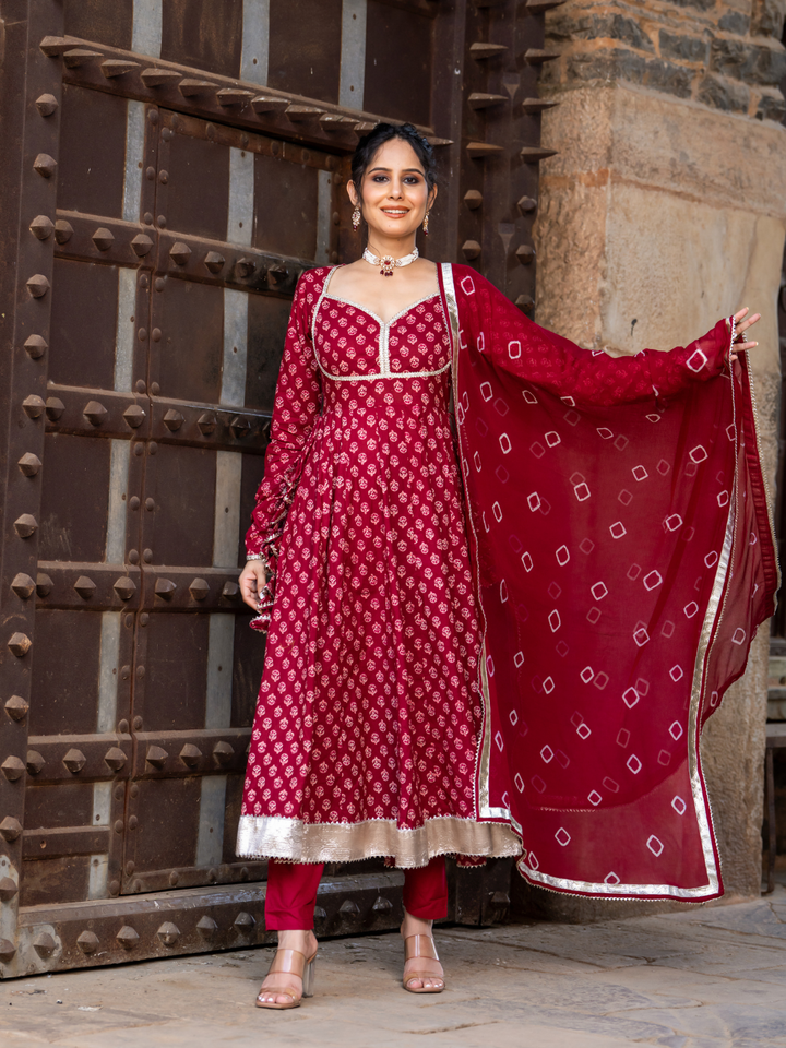 MAROON FLORAL SPLENDOR ANARKALI SET