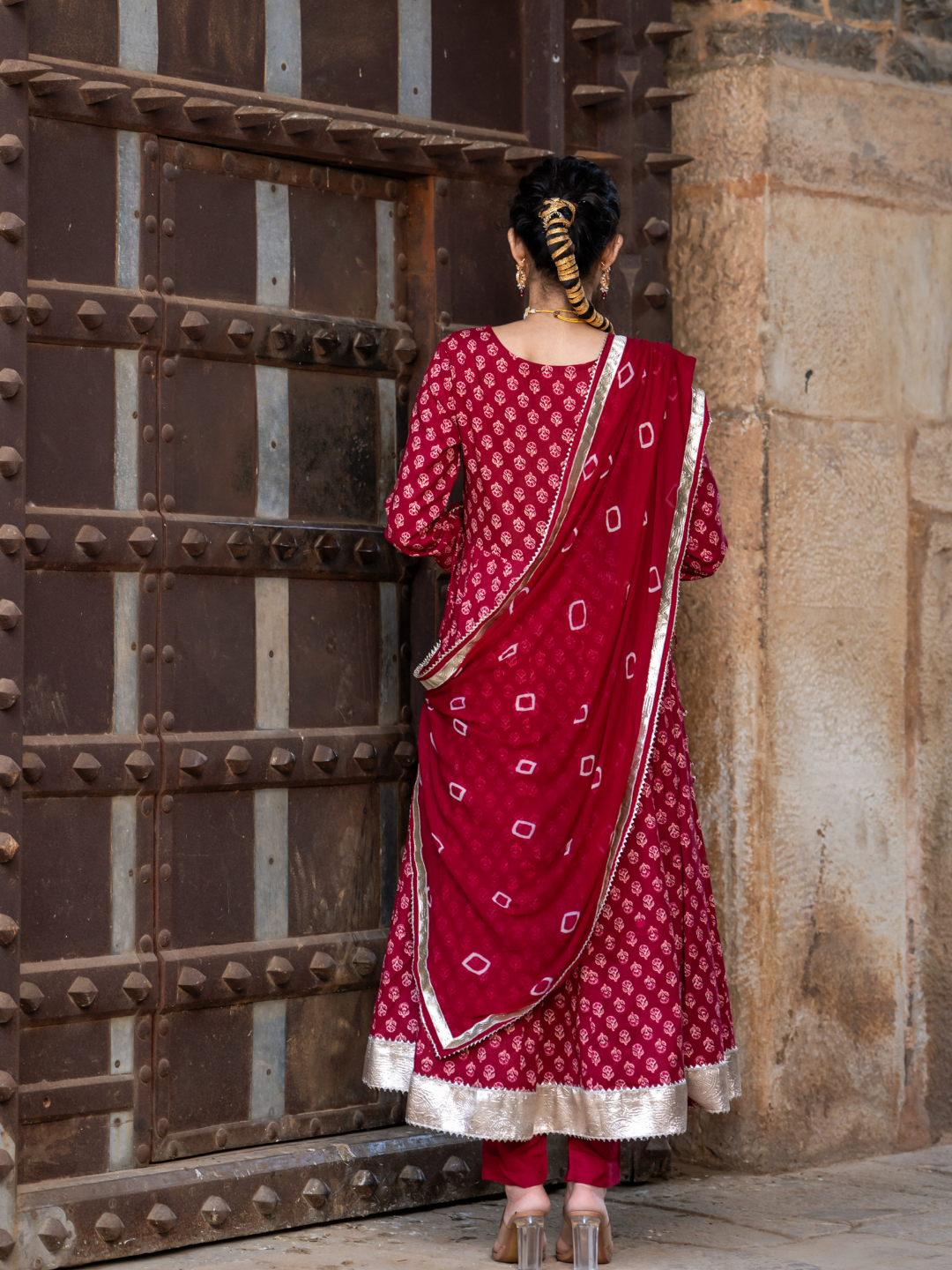 MAROON FLORAL SPLENDOR ANARKALI SET