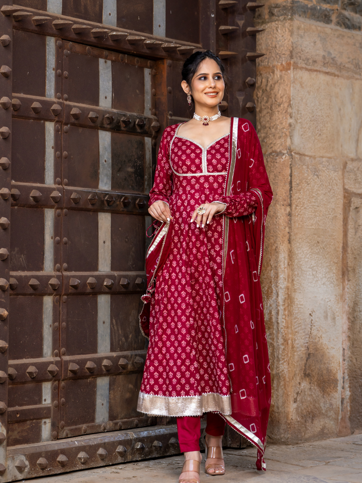 MAROON FLORAL SPLENDOR ANARKALI SET