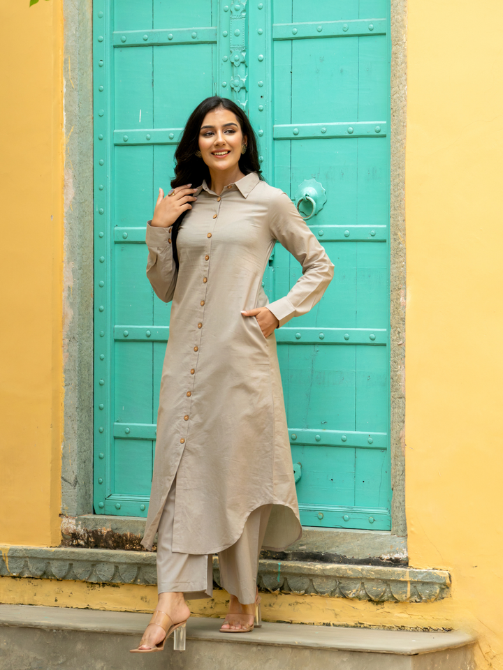 MODERN ELEGANCE GREY KURTA SET