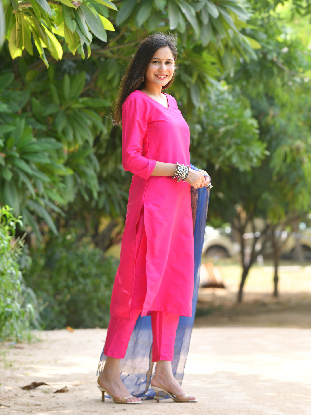 PINK SILK CASUAL KURTA SET