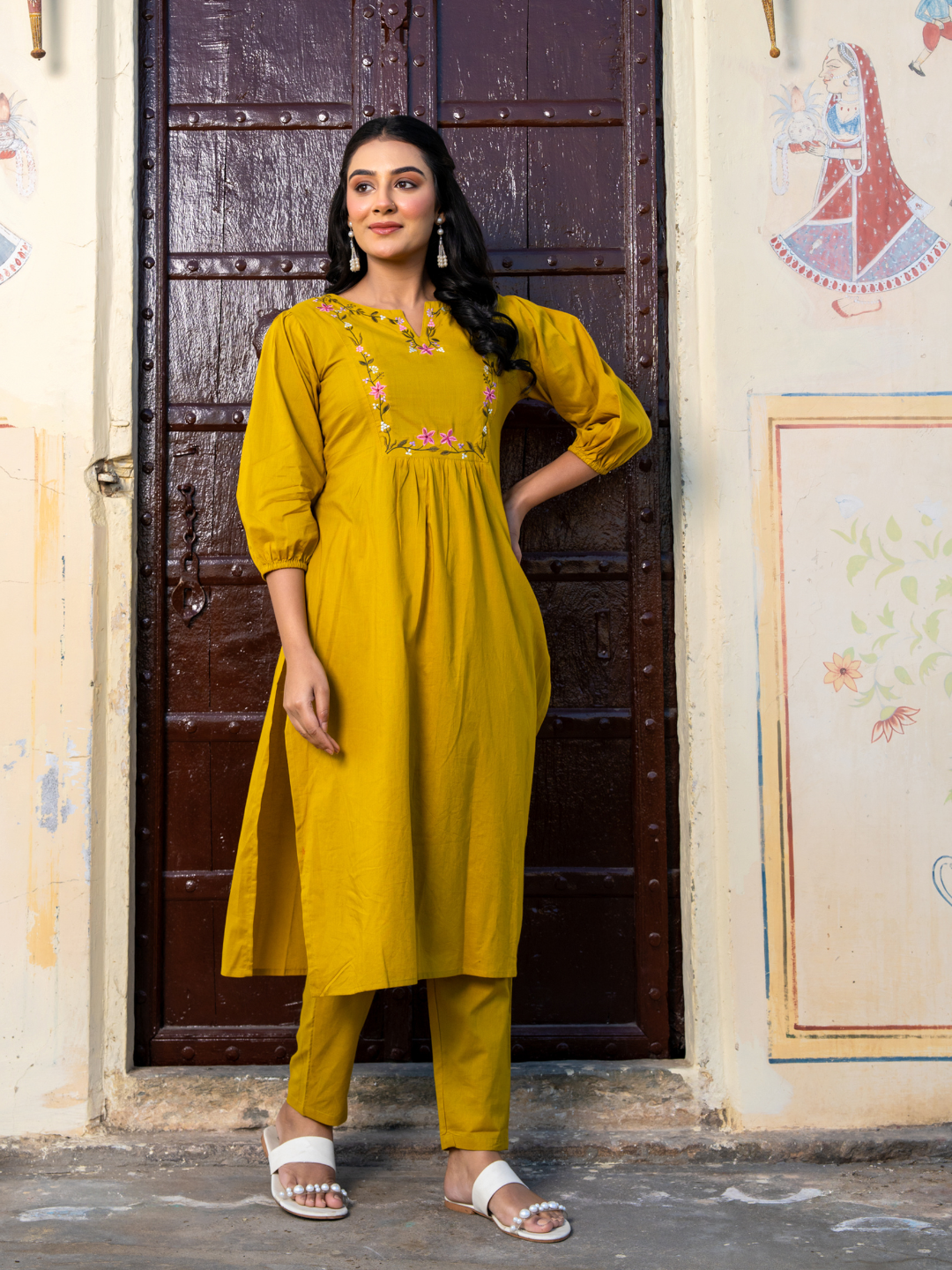 GULMIRA COTTON EMBROIDERY KURTA SET