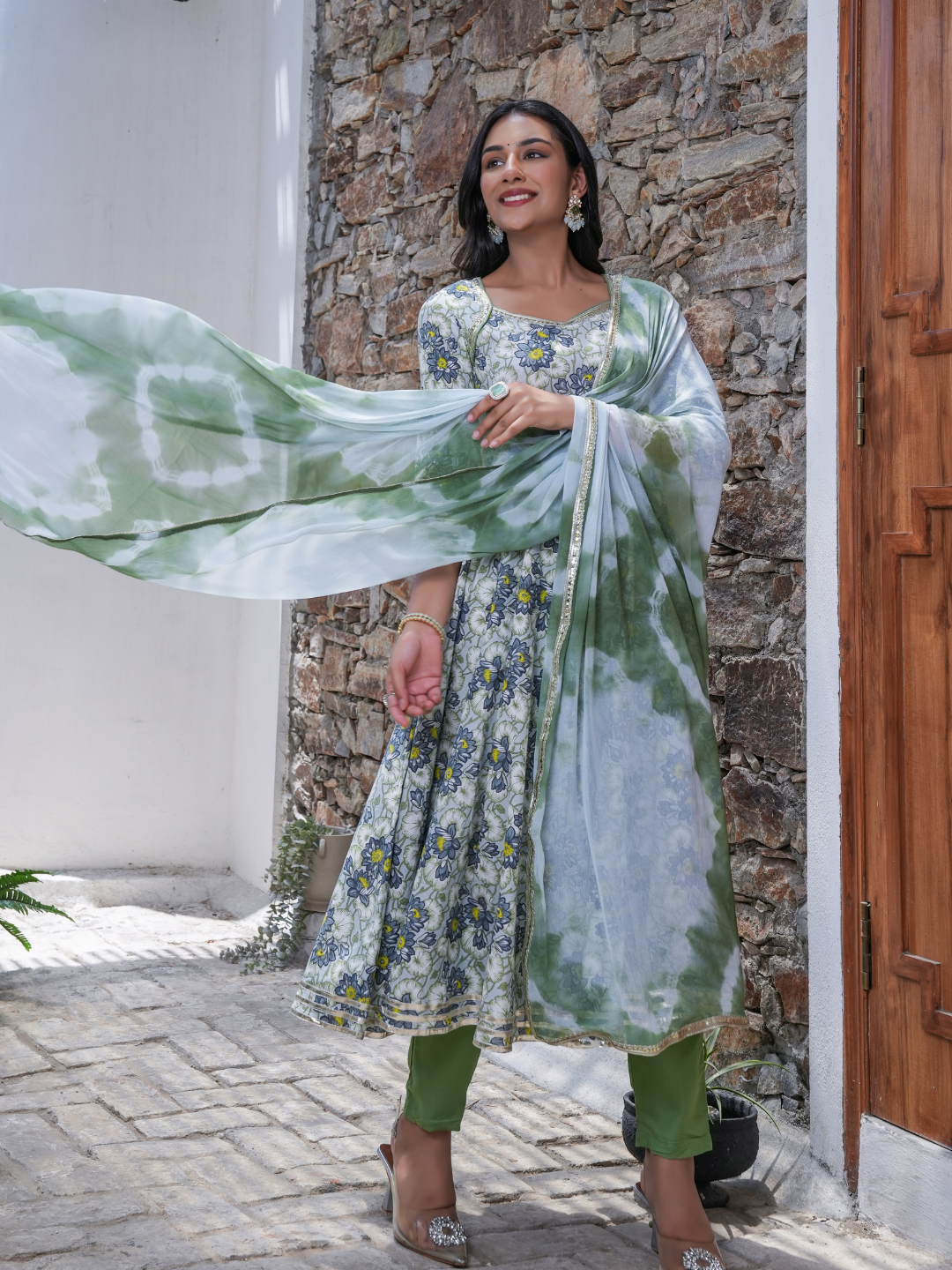 PHOOLWARI SKY BLOOM COTTON ANARKALI