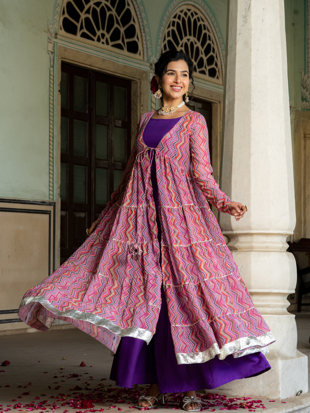 PURPLE MAJESTY GEORGETTE SHRUG SET