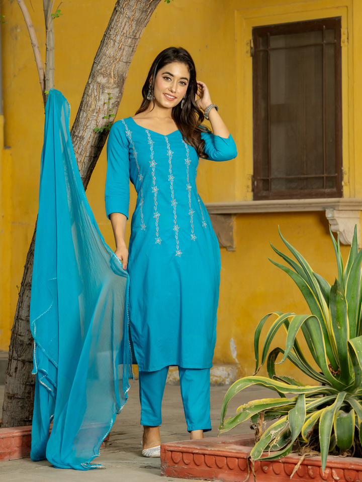 RADIANT TURQUOISE ZARI KURTA SET