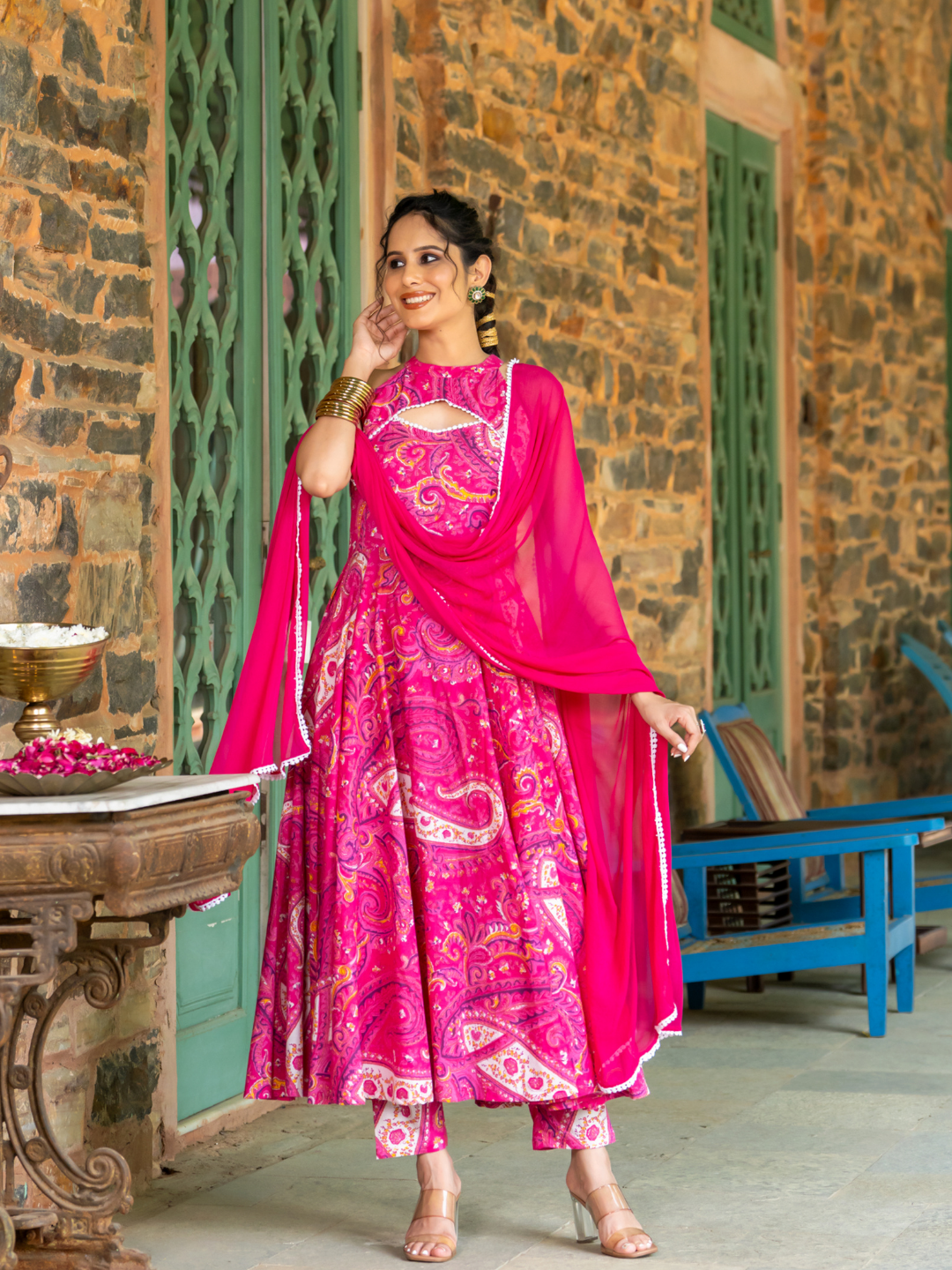 PINK PETAL ANARKALI SET