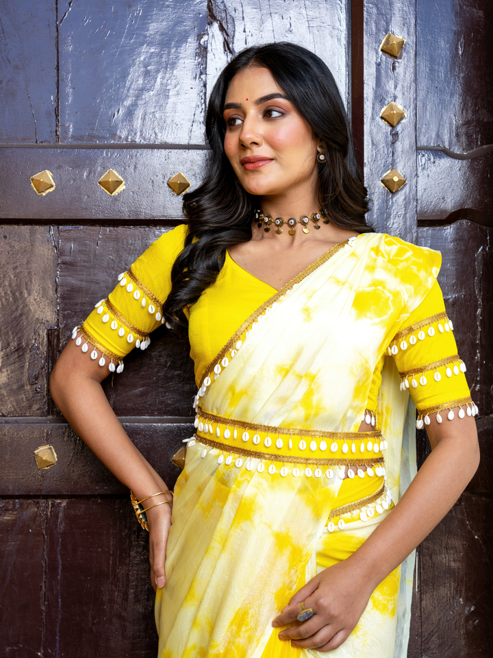 SUNFLOWER TIE-DYE PRE-DRAPED SAREE
