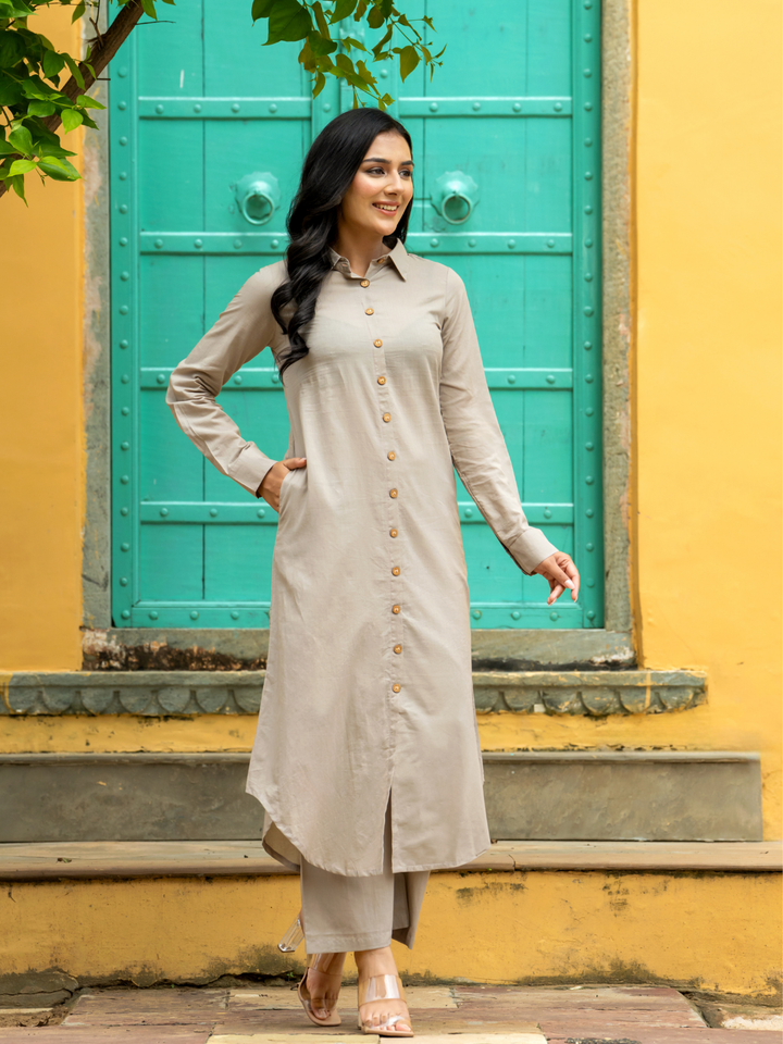 MODERN ELEGANCE GREY KURTA SET