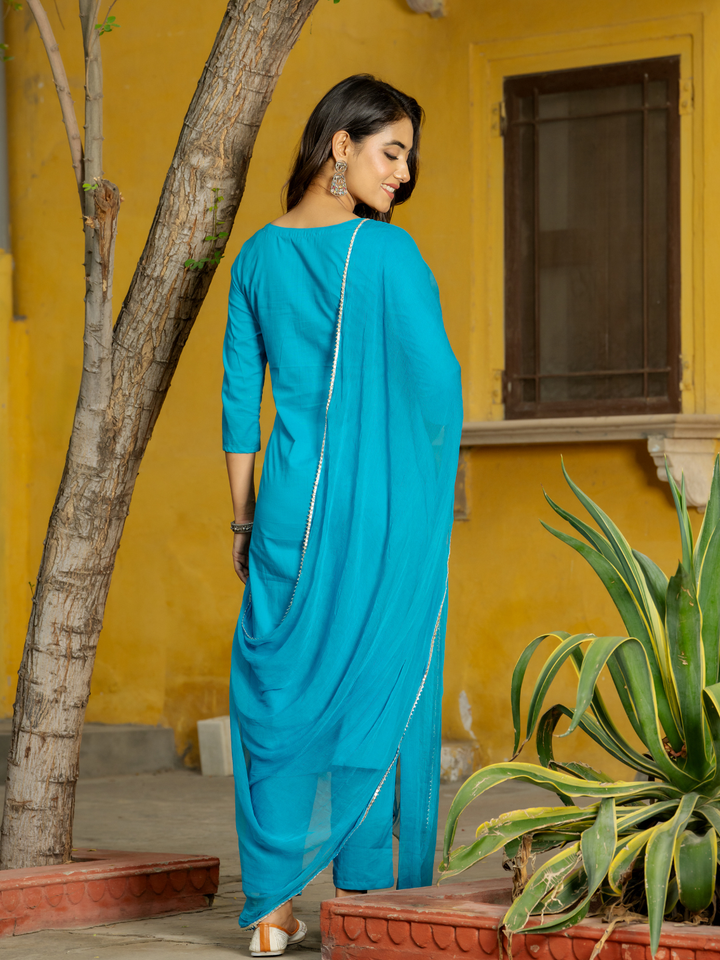 RADIANT TURQUOISE ZARI KURTA SET