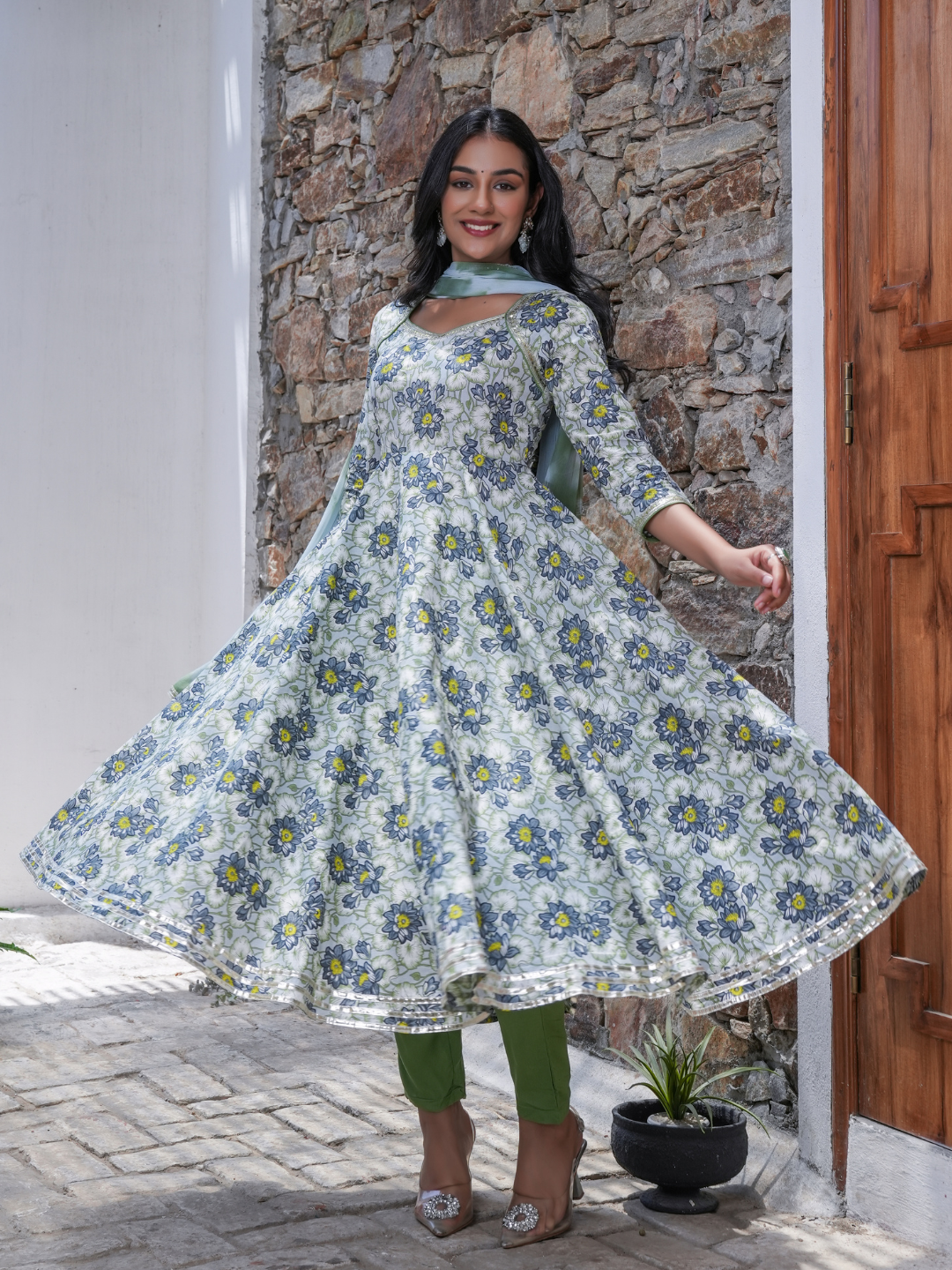 PHOOLWARI SKY BLOOM COTTON ANARKALI