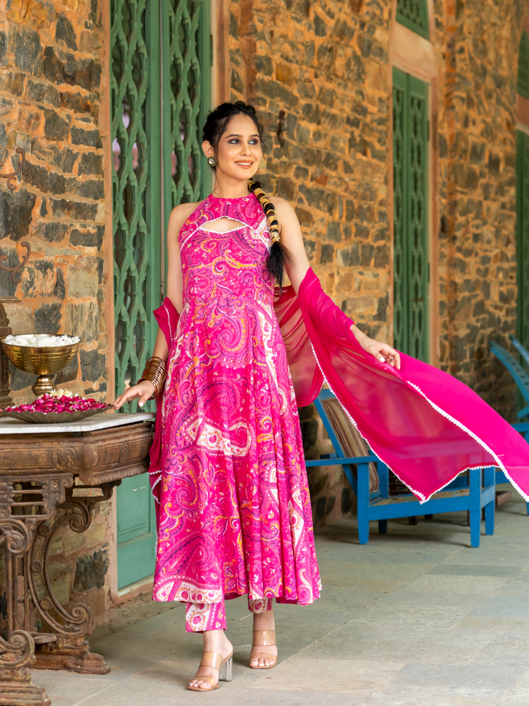PINK PETAL ANARKALI SET