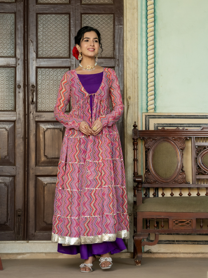 PURPLE MAJESTY GEORGETTE SHRUG SET