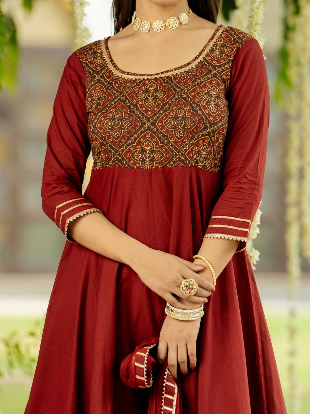 MAJESTIC MAROON HANDBLOCK SUIT SET