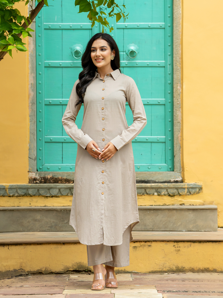 MODERN ELEGANCE GREY KURTA SET