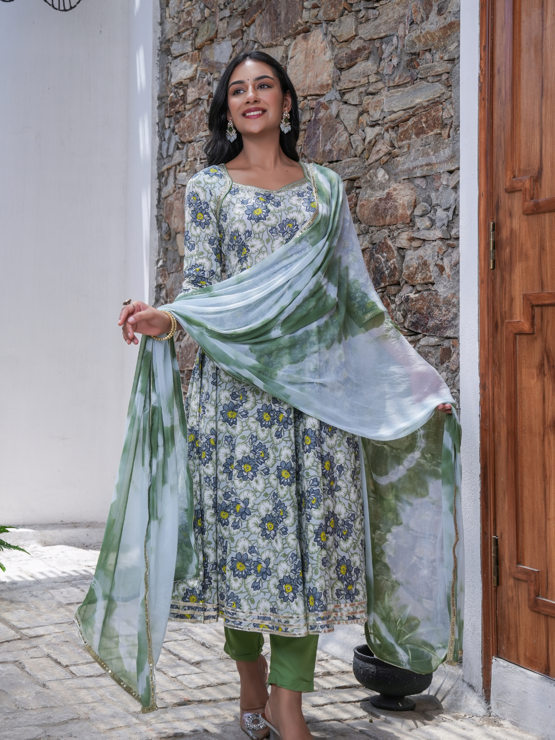 PHOOLWARI SKY BLOOM COTTON ANARKALI