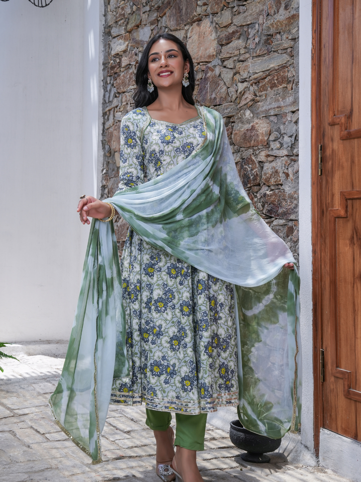PHOOLWARI SKY BLOOM COTTON ANARKALI