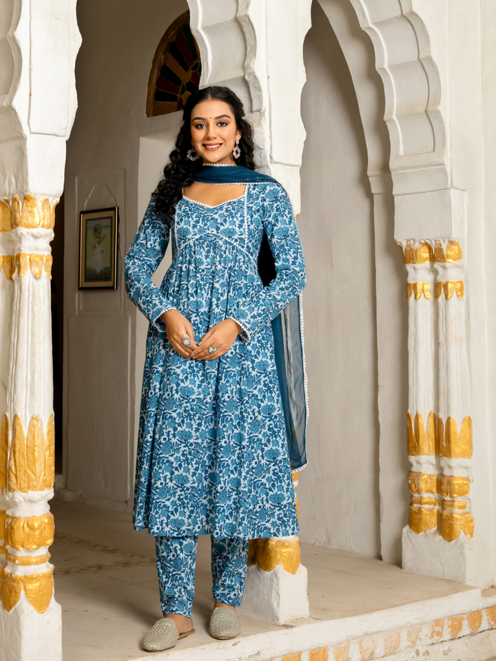 INDIGO BREEZE COTTON KURTA SET