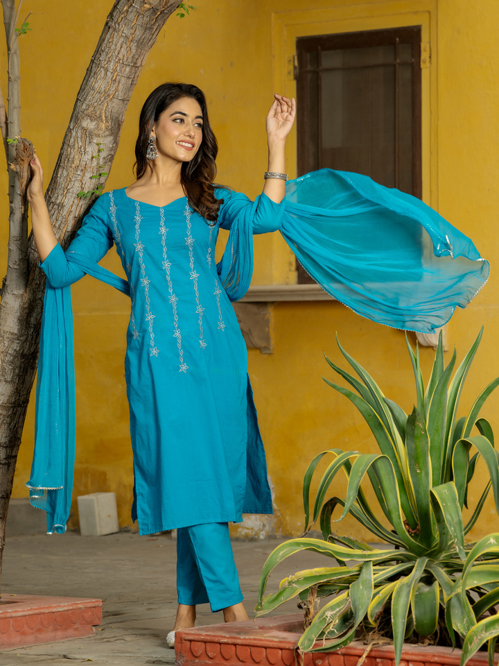 RADIANT TURQUOISE ZARI KURTA SET