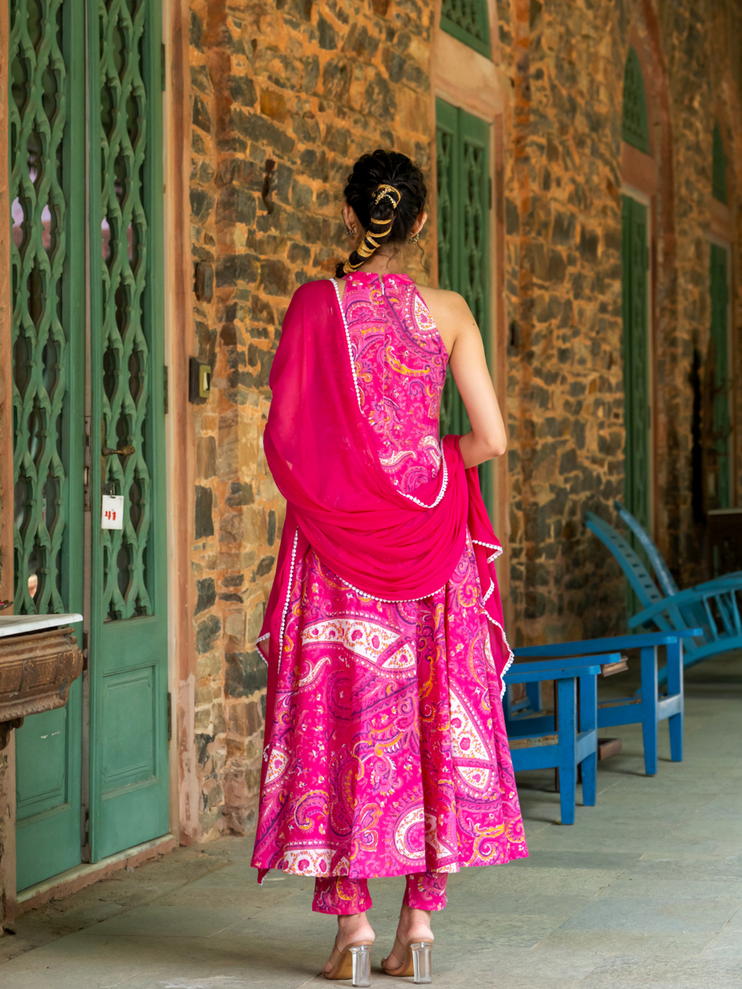 PINK PETAL ANARKALI SET