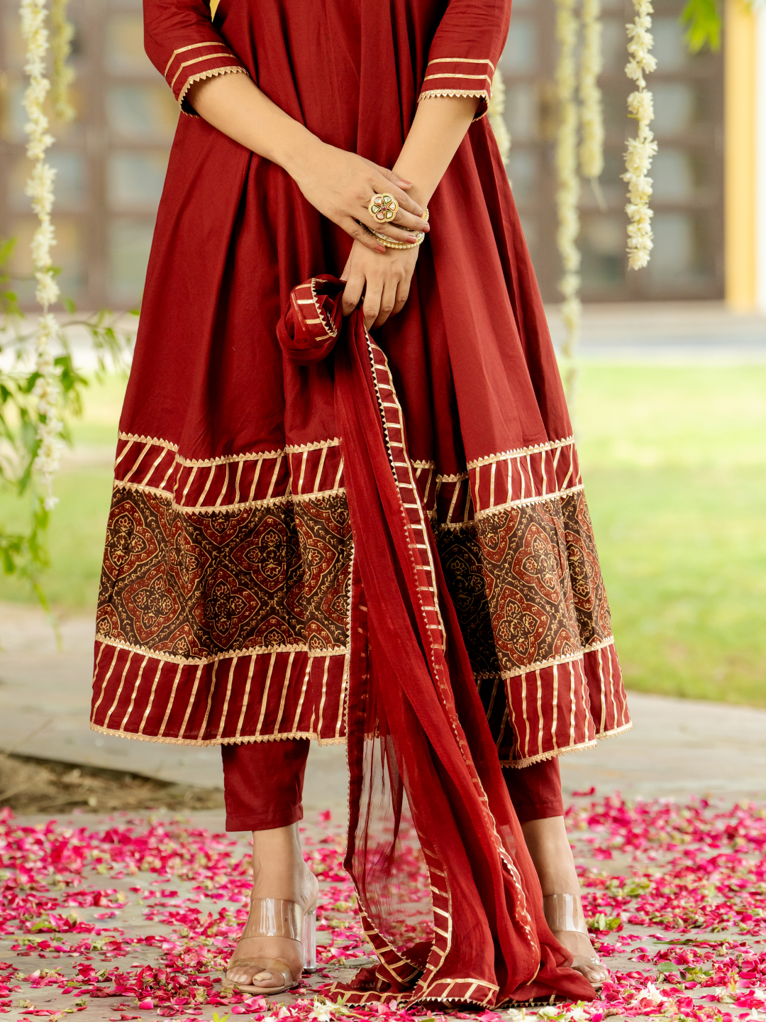 MAJESTIC MAROON HANDBLOCK SUIT SET