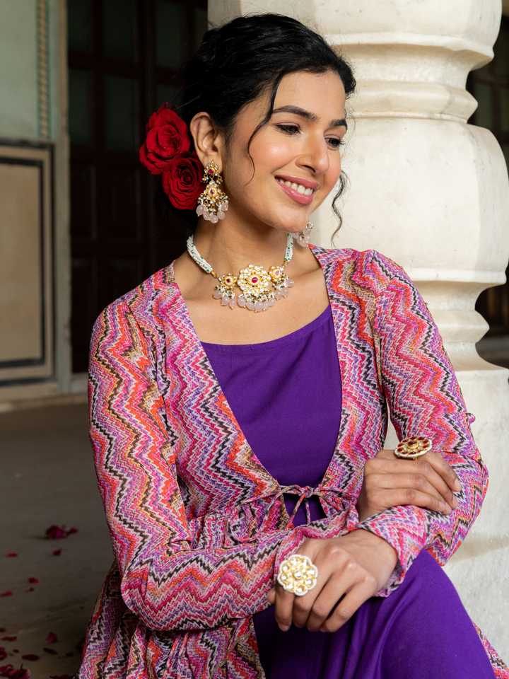 PURPLE MAJESTY GEORGETTE SHRUG SET