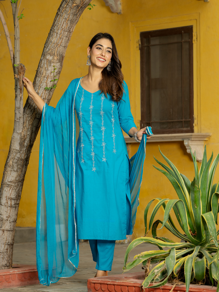 RADIANT TURQUOISE ZARI KURTA SET