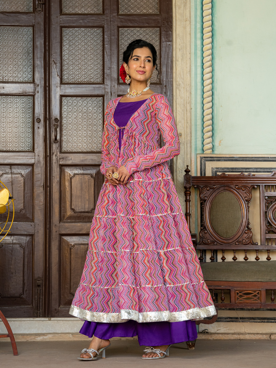 PURPLE MAJESTY GEORGETTE SHRUG SET