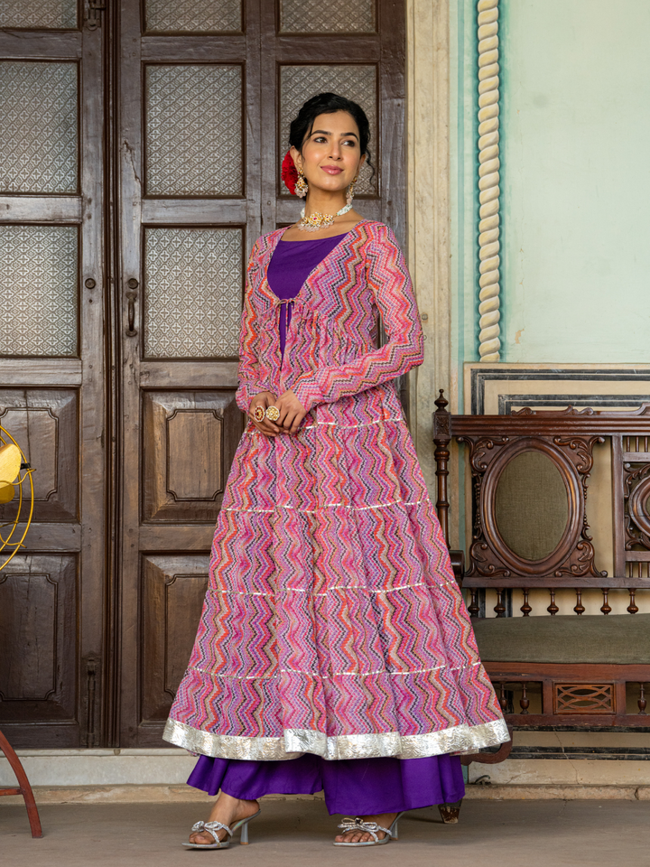 PURPLE MAJESTY GEORGETTE SHRUG SET