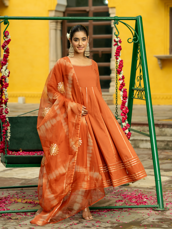 OPULENT BROWN GOTA SUIT SET