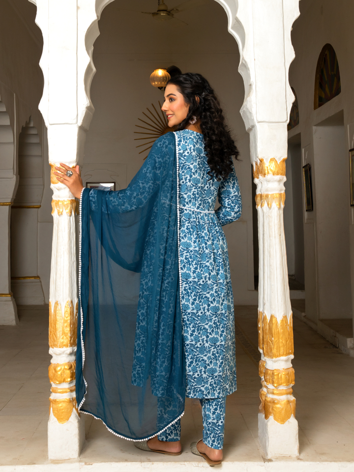 INDIGO BREEZE COTTON KURTA SET