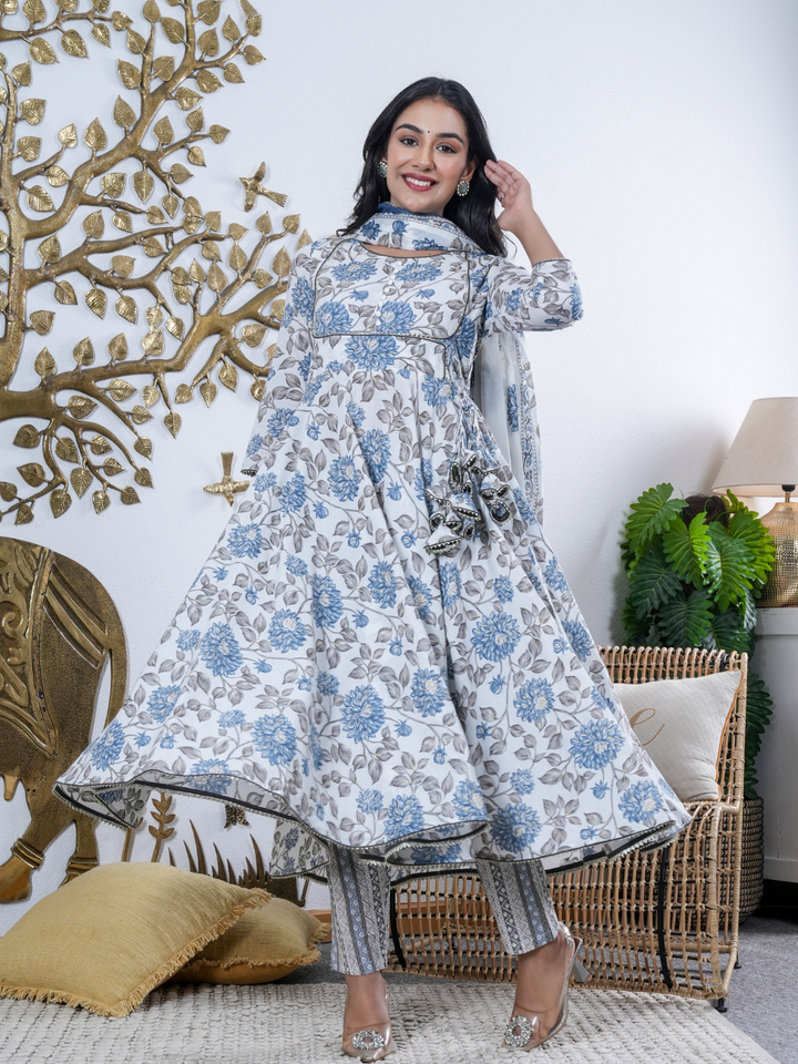 NEEL BUTI PRINTED COTTON SET