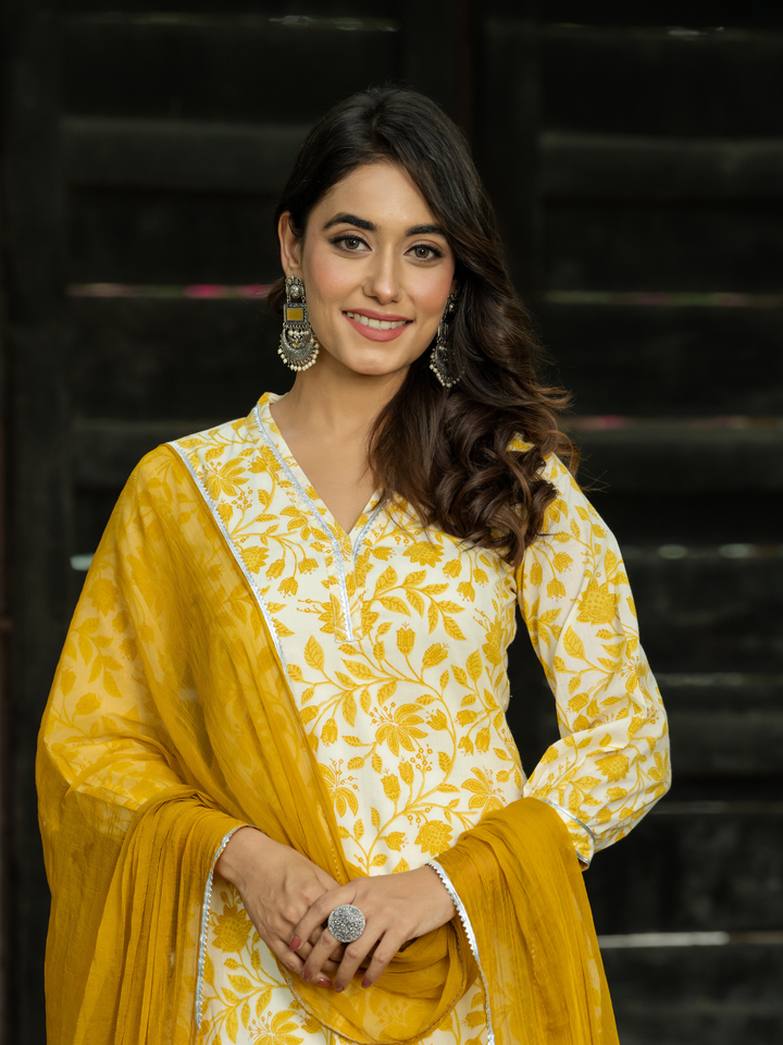 YELLOW CHIC FLORAL AFGHANI SET