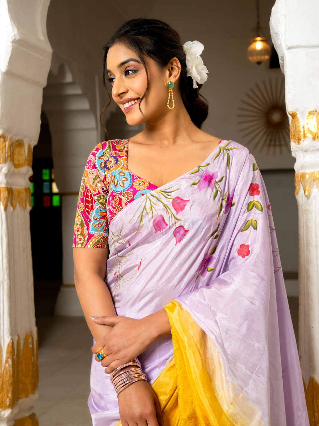 RANGVI SILK HAND-PAINTED SAREE