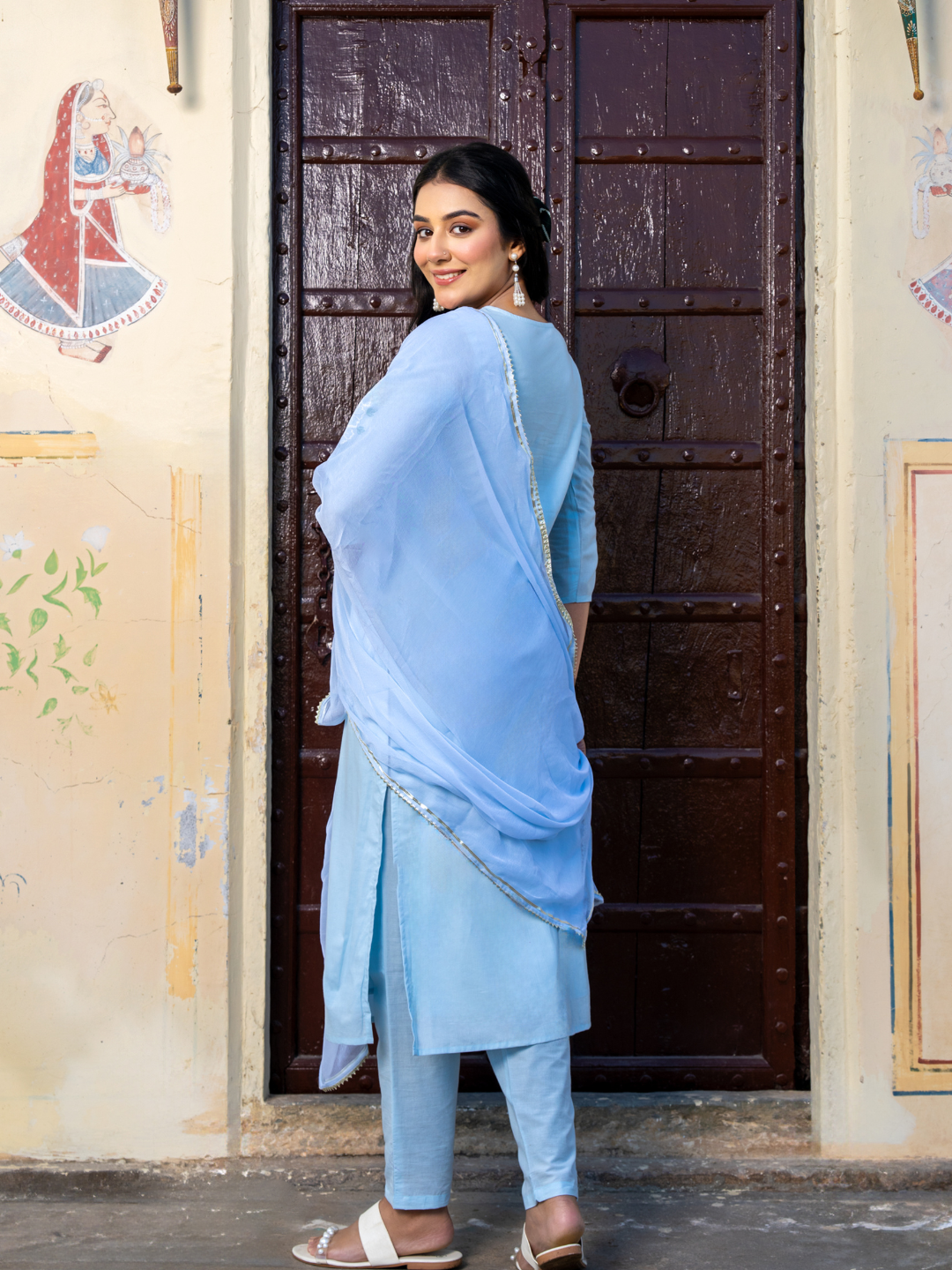 SKYWARD COTTON EMBROIDERY KURTA SET