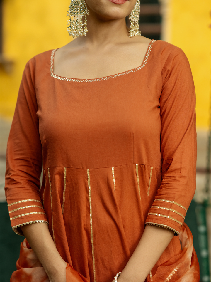 OPULENT BROWN GOTA SUIT SET