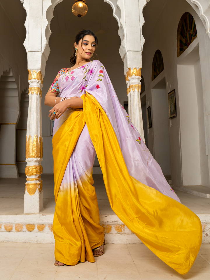 RANGVI SILK HAND-PAINTED SAREE