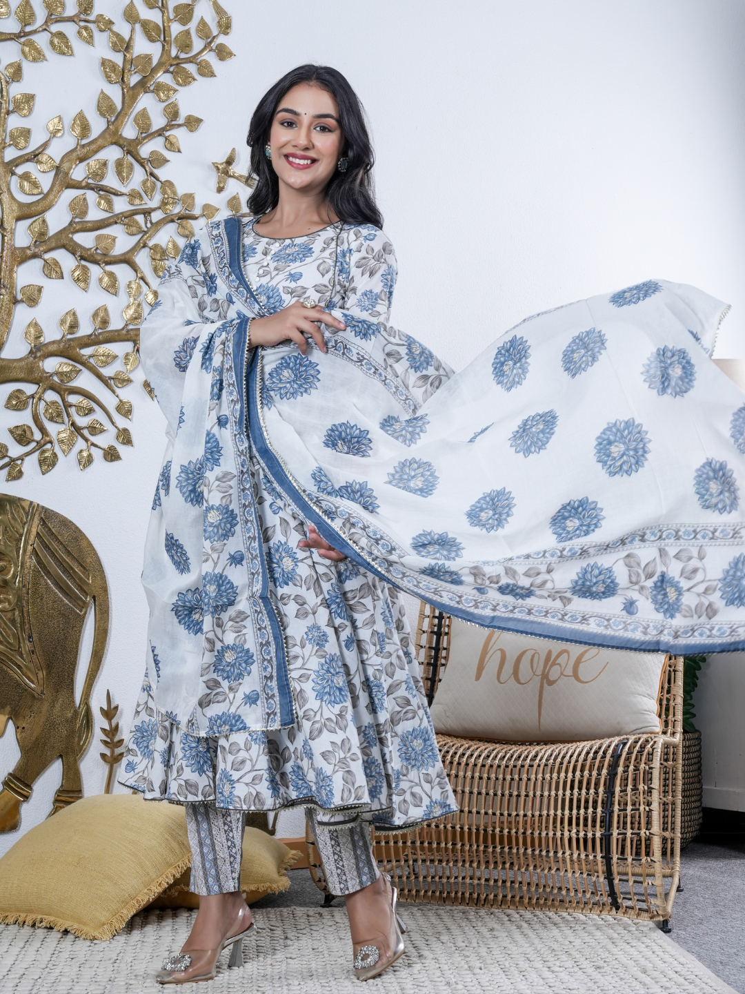 NEEL BUTI PRINTED COTTON SET