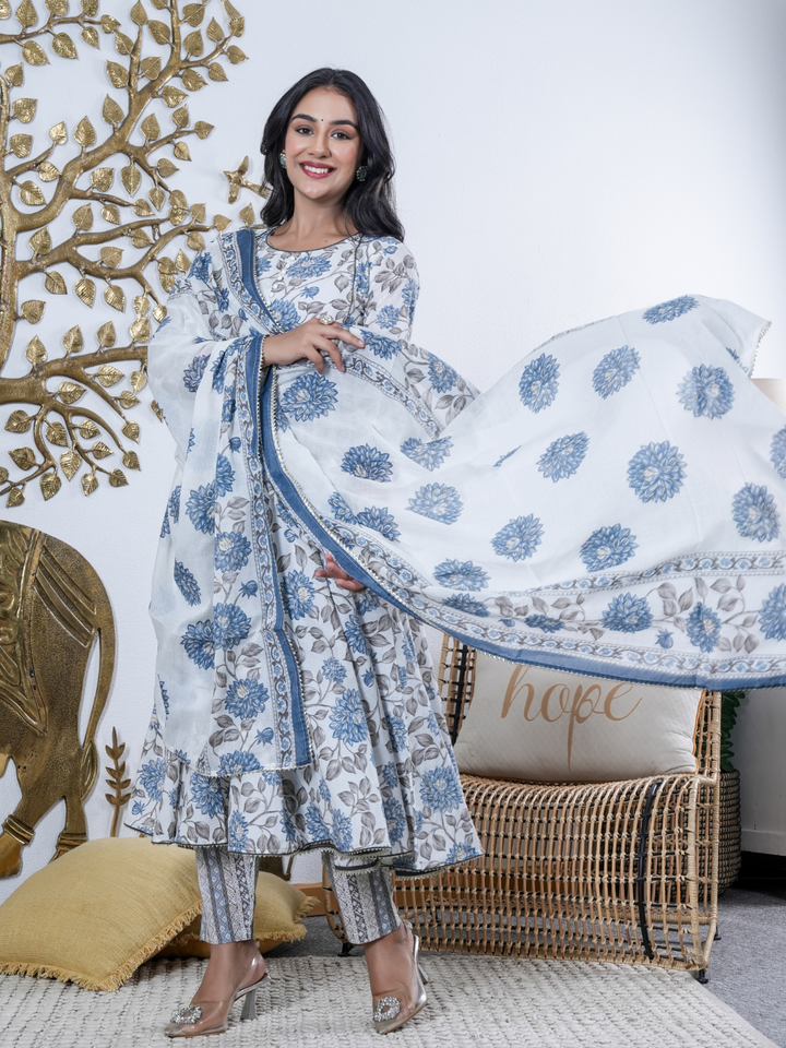 NEEL BUTI PRINTED COTTON SET