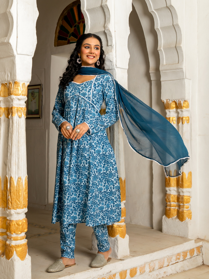 INDIGO BREEZE COTTON KURTA SET