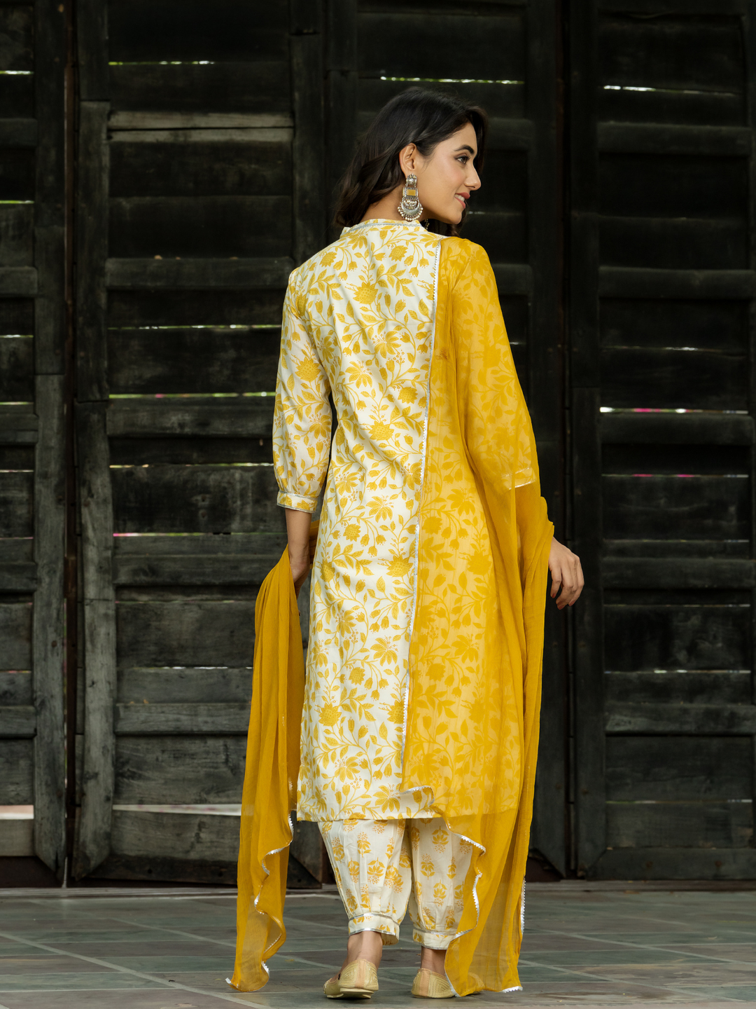 YELLOW CHIC FLORAL AFGHANI SET