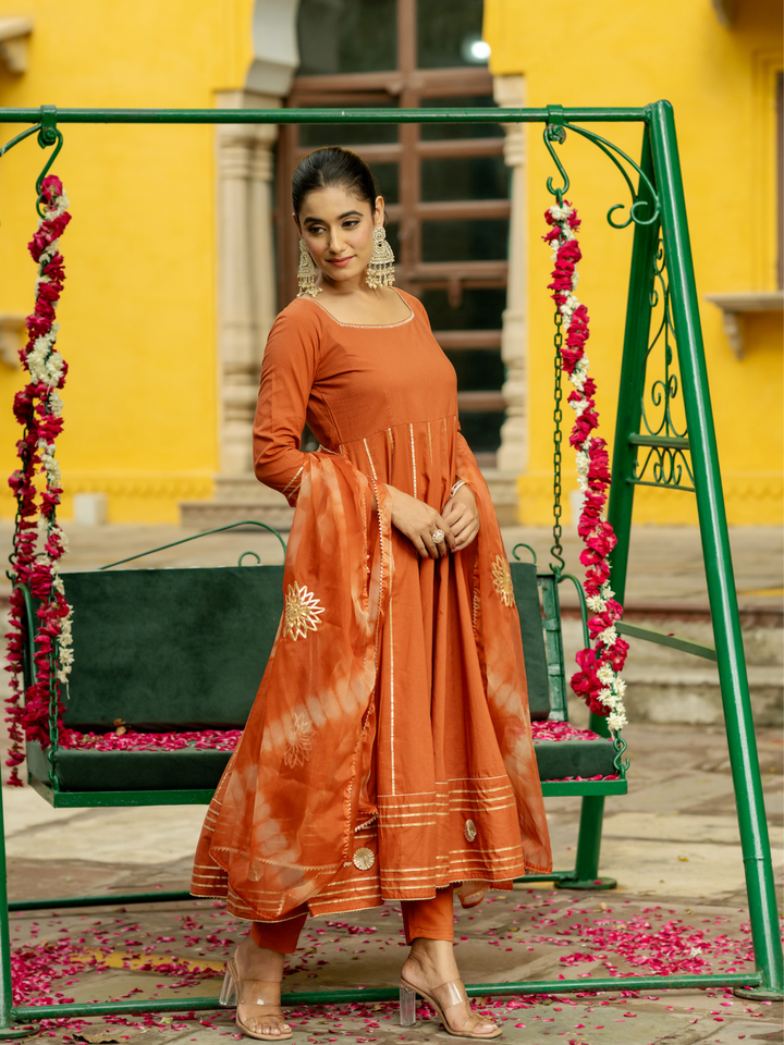 OPULENT BROWN GOTA SUIT SET