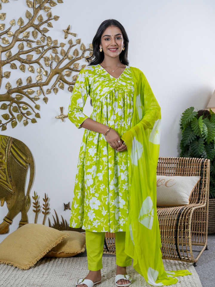 SPRING PALLVI LIME COTTON SET