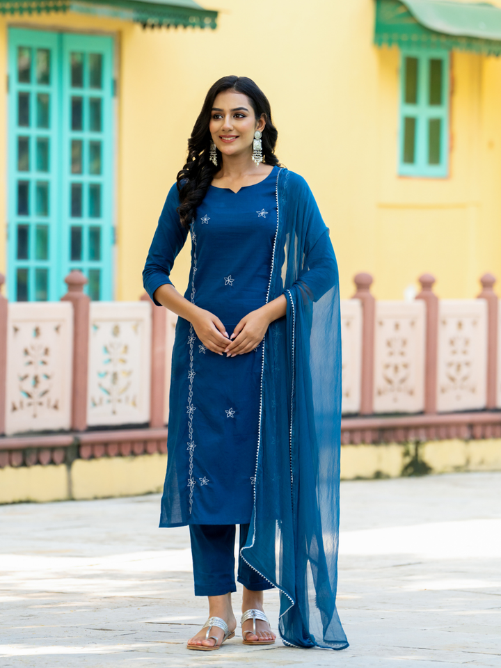 TEAL CHARM ZARI KURTA SET