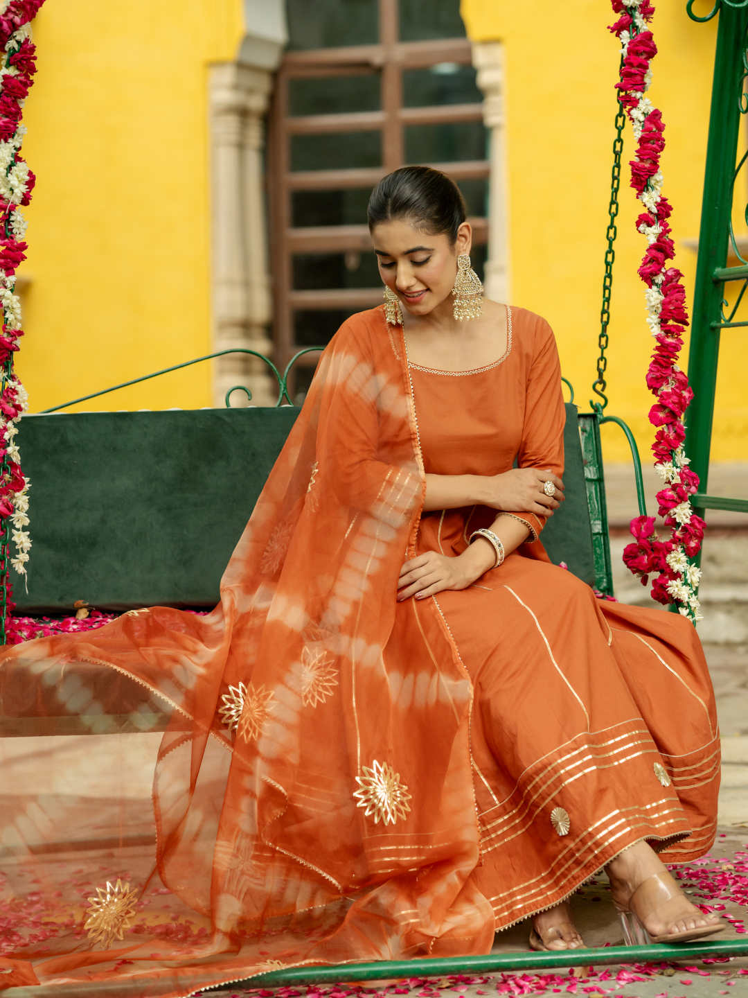 OPULENT BROWN GOTA SUIT SET